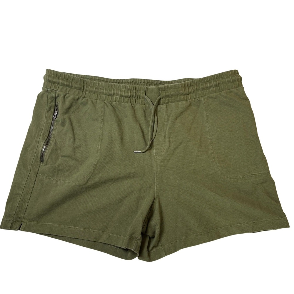 Athletic Works Womens XXL 20 Olive Green Drawstring Shorts Zip Pocket